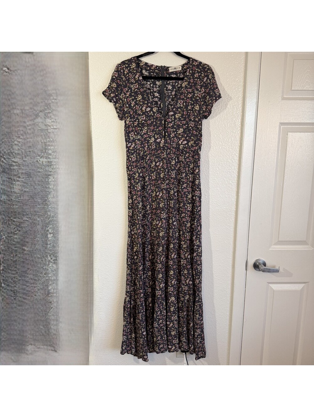 Natural Life Floral Maxi Dress Medium Boho Cottagecore Rayon